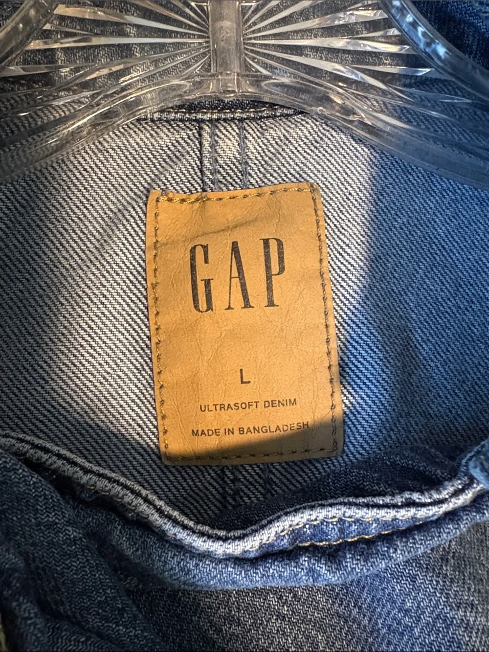 GAP Denim Trench Jacket Women’s Large Cropped Double Breasted Light Wash - Picture 3 of 11